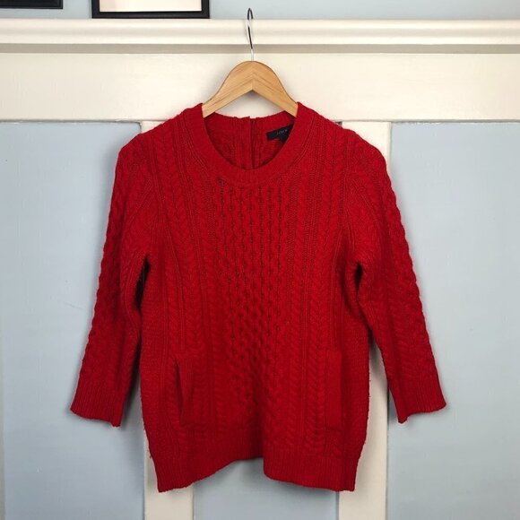 J. Crew Red Cable knit Sweater - Picture 1 of 10